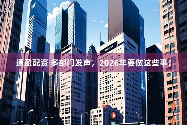 通盈配资 多部门发声，2026年要做这些事！